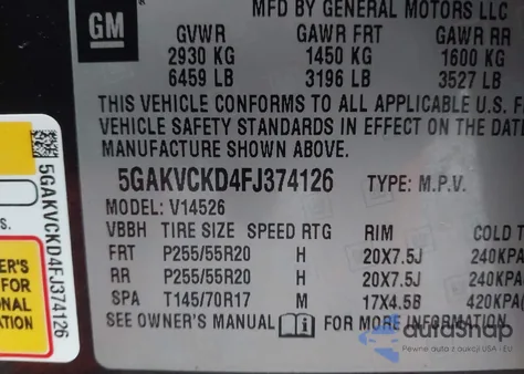 2015 Buick Enclave Premium из США, поврежденный, VIN 5GAKVCKD4FJ374126